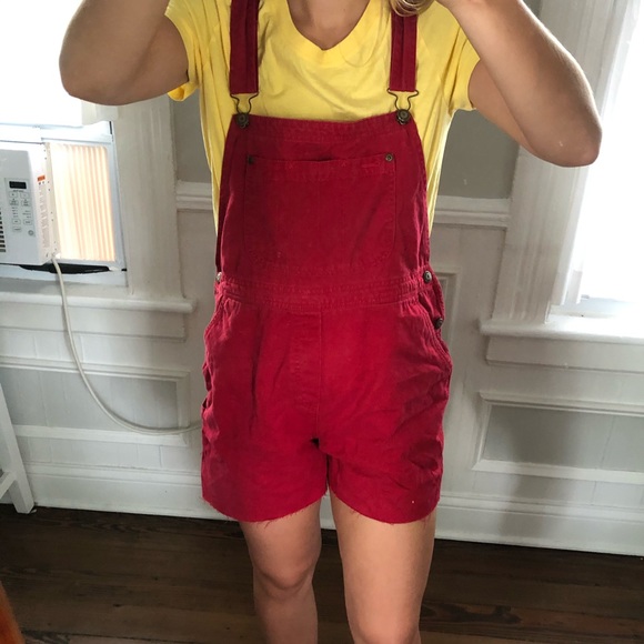 Christopher & Banks Pants - Red Overalls Oversized Cutoff Medium